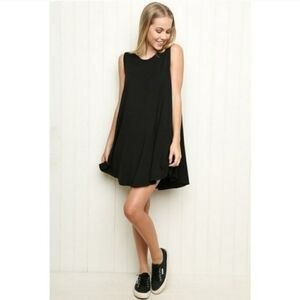 Brandy Melville Alena Black Flowy Mini Summer Dress OS